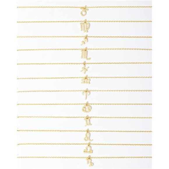 14K Gold Plated Cubic Zirconia Astrology Necklaces for Women - Zodiac Pendant - Picture 4 of 6
